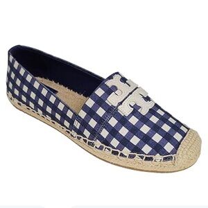 Tory Burch Navy and Ivory Checkered Slip On